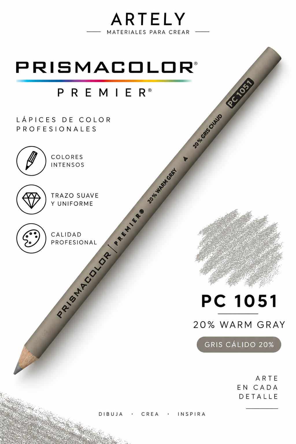 ARTELY Prismacolor Premier PC1051 20% Warm Gray — Gris cálido 20%