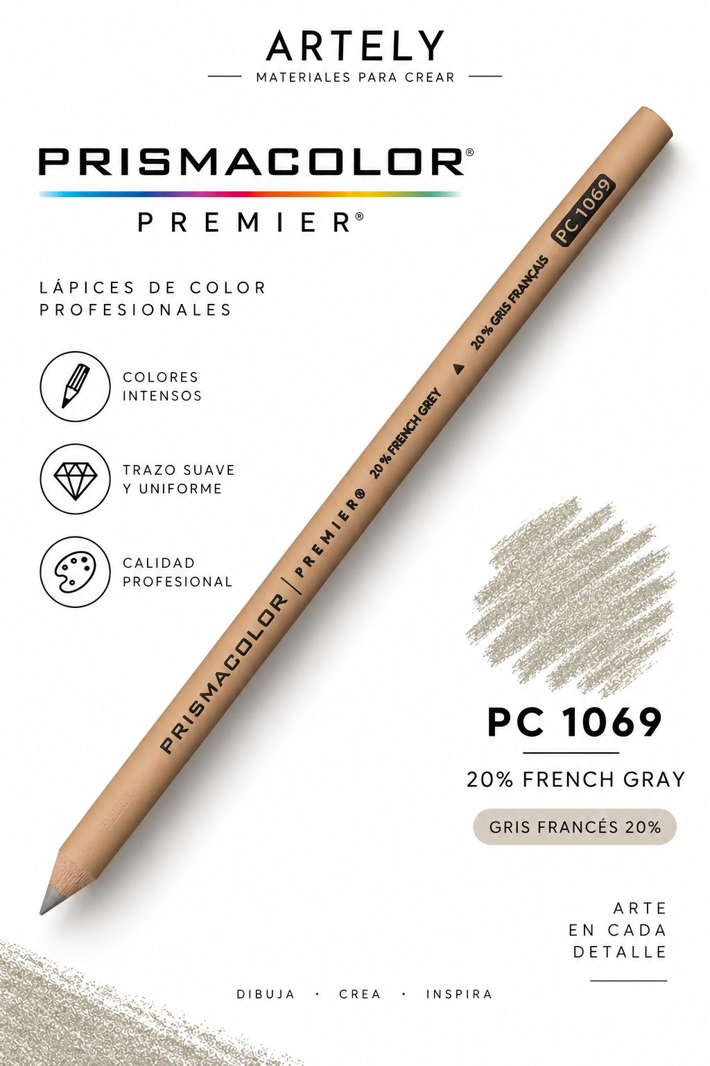 ARTELY Prismacolor Premier PC1069 20% French Gray — Gris francés 20%