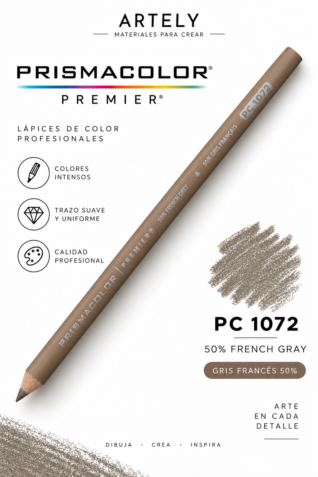 ARTELY Prismacolor Premier PC1072 50% French Gray — Gris francés 50%